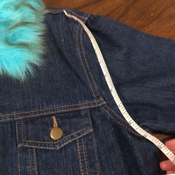 NWOT Jean jacket with aqua fur - Picture 6 of 6